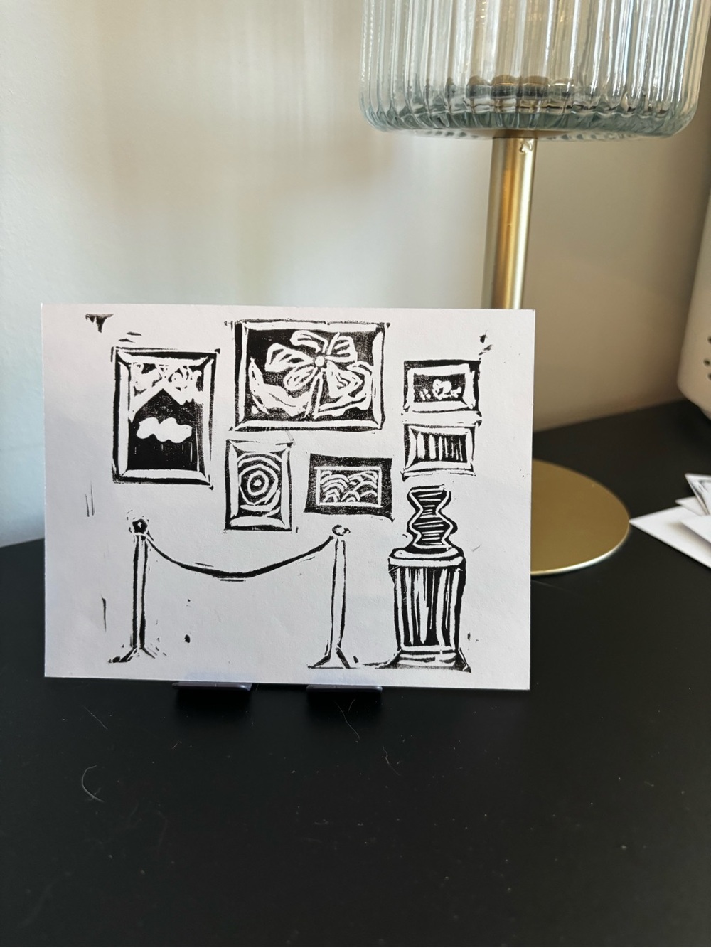 Handmade Linocut Card - Gallery Illustration